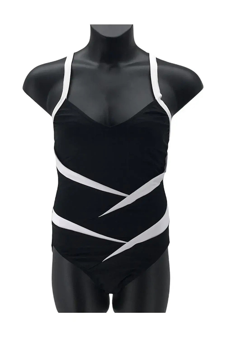 InstantFigure Compression Two-Tone Swimsuit Black - Regular